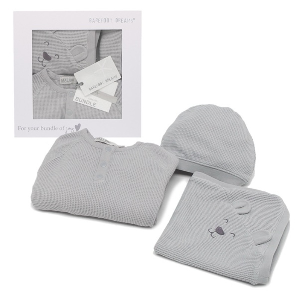 Barefoot Dreams Malibu Collection Waffle Baby Set in Ocean Size 6-12 months